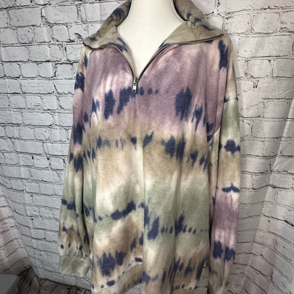 Sew in Love half zip pullover sweatshirt. Size 2X, Lavender & olive